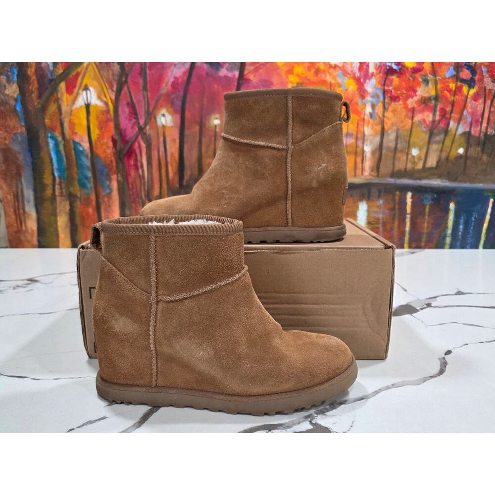 Ugg Classic Femme Mini Wedge Chestnut Size 7 Women's Suede Booties
